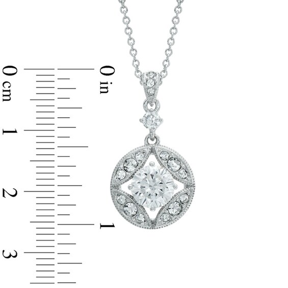 AVA Nadri Cubic Zirconia and Crystal Star Pendant and Drop Earrings Set in White Rhodium Brass - 16"