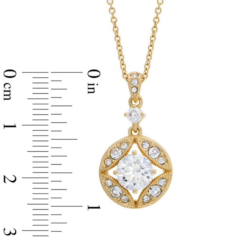 AVA Nadri Cubic Zirconia and Crystal Star Pendant and Drop Earrings Set in Brass with 18K Gold Plate - 16"