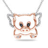 Thumbnail Image 1 of Enhanced Black and White Diamond Accent Flying Pig Pendant in Two-Tone Sterling Silver