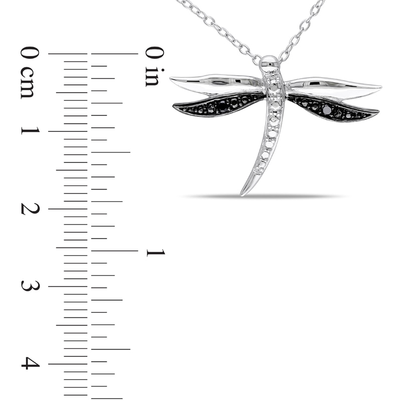 Main Image 2 of Black Diamond Accent Dragonfly Pendant in Two-Tone Sterling Silver