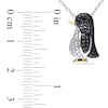 Thumbnail Image 1 of Black Diamond Accent Penguin Pendant in Tri-Tone Sterling Silver
