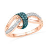 Thumbnail Image 1 of 1/6 CT. T.W. Enhanced Blue and White Diamond Loose Knot Ring in 10K Rose Gold