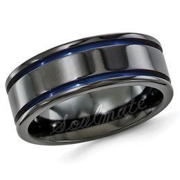 edward mirell mens 80mm black titanium double grooved wedding band 2 lines - Titanium Wedding Rings For Her edward mirell mens 80mm black titanium double grooved wedding band 2 lines - Titanium Wedding Rings For Her