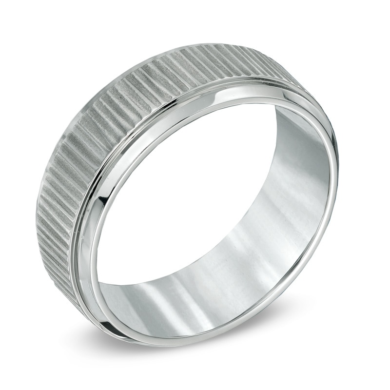 Main Image 2 of 8.0mm Bark Textured Comfort Fit Cobalt Wedding Band - Size 10