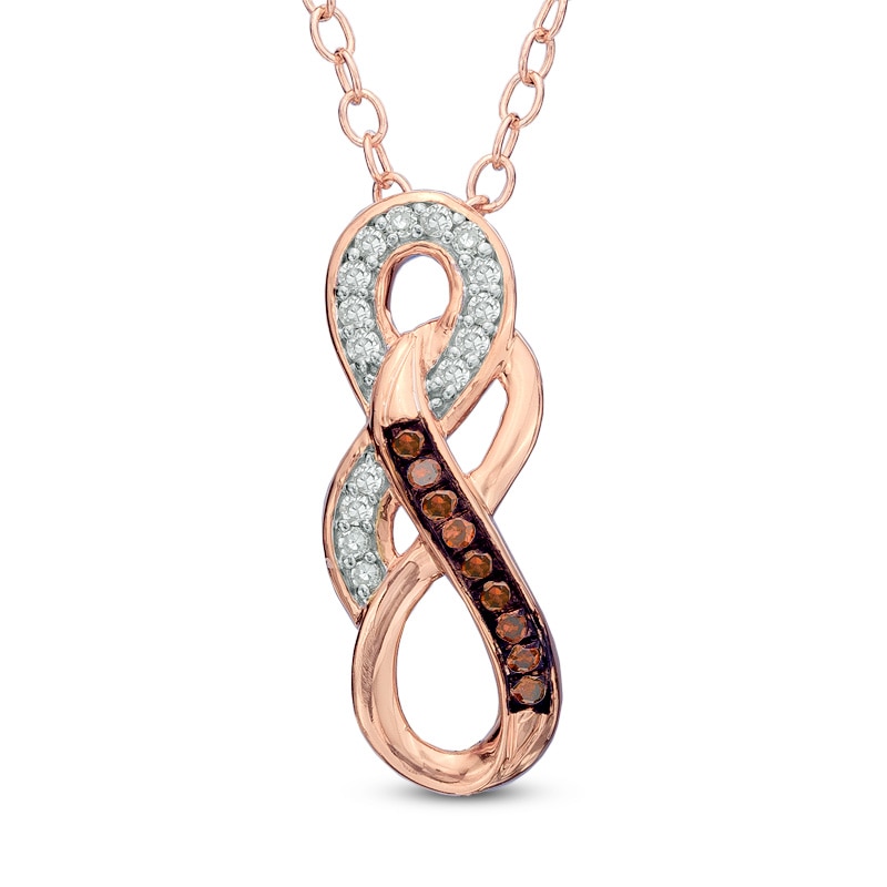 Main Image 1 of Enhanced Cognac and White Diamond Double Infinity Pendant in 10K Rose Gold