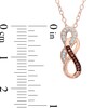 Thumbnail Image 2 of Enhanced Cognac and White Diamond Double Infinity Pendant in 10K Rose Gold