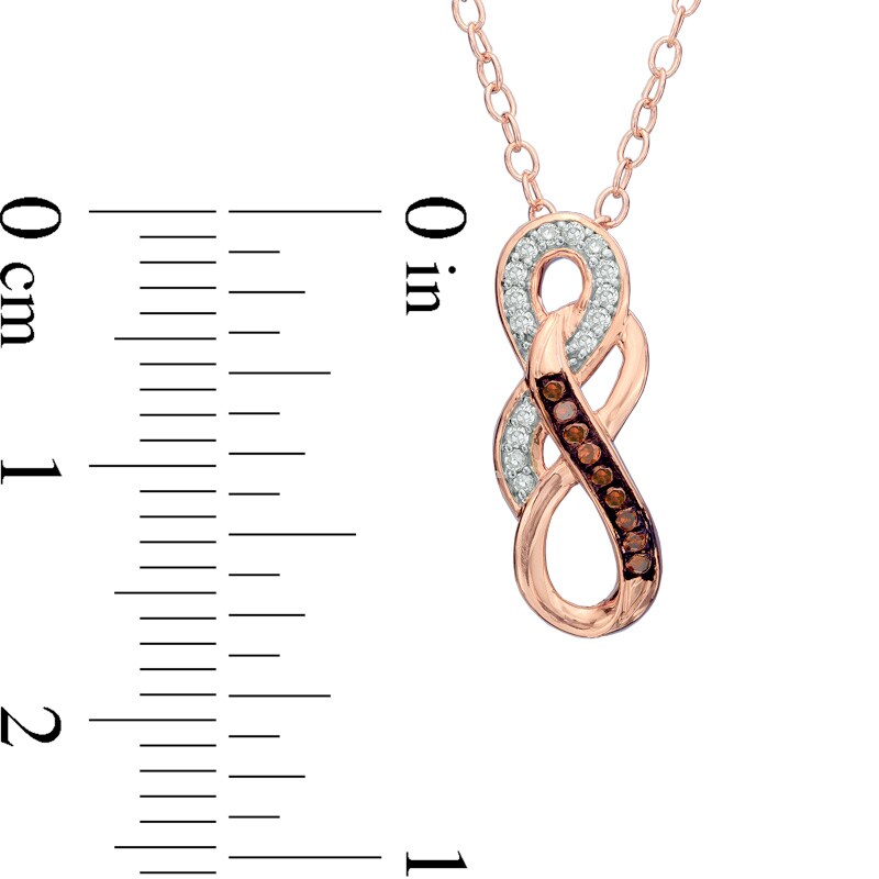 Main Image 2 of Enhanced Cognac and White Diamond Double Infinity Pendant in 10K Rose Gold