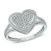Thumbnail Image 1 of 1/8 CT. T.W. Diamond Rope Frame Cluster Heart Ring in 10K White Gold