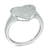 Thumbnail Image 2 of 1/8 CT. T.W. Diamond Rope Frame Cluster Heart Ring in 10K White Gold