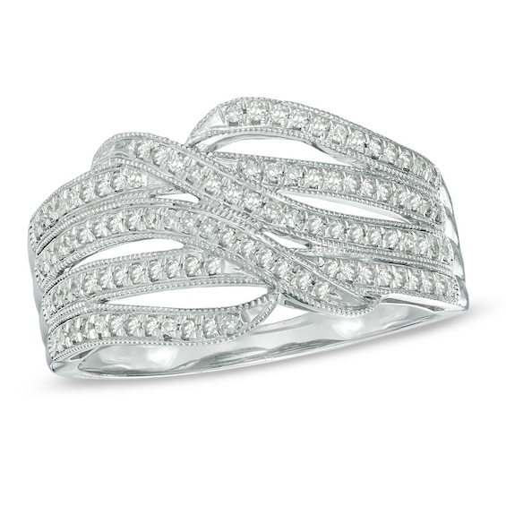 1/3 CT. T.W. Diamond VintageStyle Waves Ring in 10K White Gold Zales