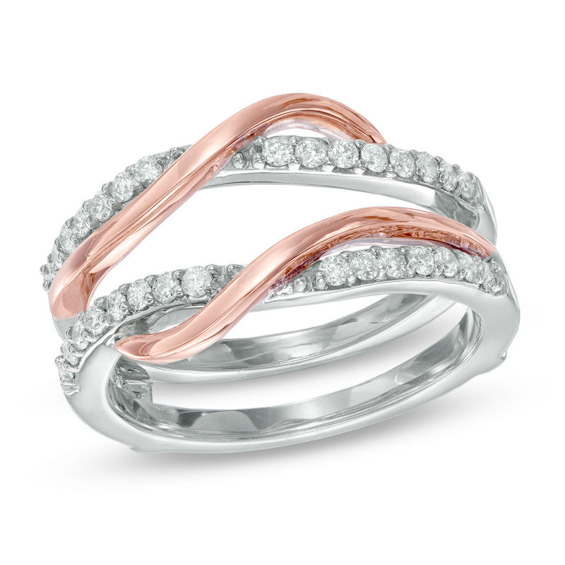 3/8 CT. T.W. Diamond Overlay Solitaire Enhancer in 14K Two-Tone Gold