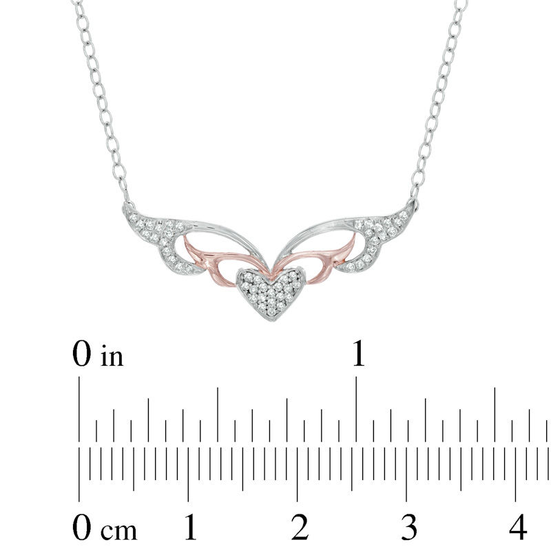 1/10 CT. T.W. Diamond Masquerade-Style Heart Necklace in Two-Tone Sterling Silver