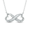 Thumbnail Image 0 of 1/8 CT. T.W. Diamond Sideways Heart-Shaped Infinity Necklace in 10K White Gold