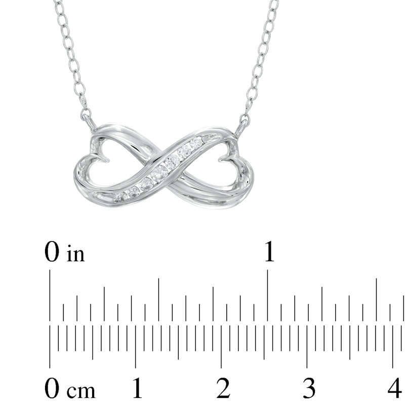 1/8 CT. T.W. Diamond Sideways Heart-Shaped Infinity Necklace in 10K White Gold