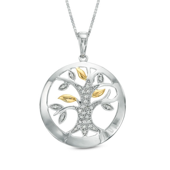 1 8 CT. T.W. Diamond Tree of Life Pendant in Sterling Silver and