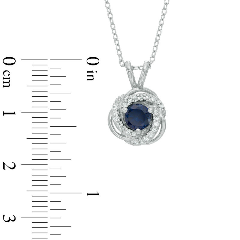 Main Image 2 of Lab-Created Blue and White Sapphire Pendant and Earrings Set in Sterling Silver