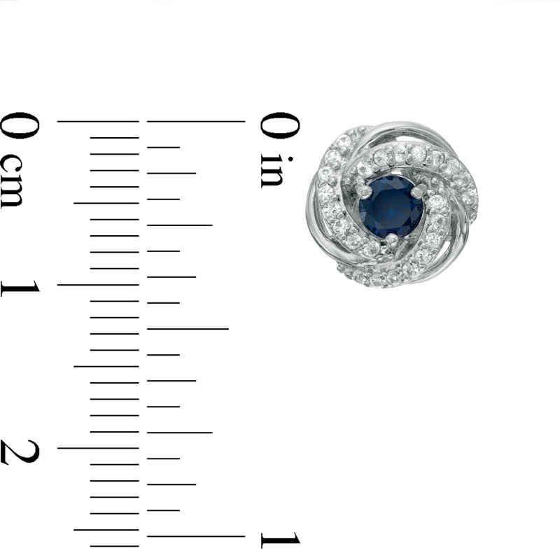 Main Image 3 of Lab-Created Blue and White Sapphire Pendant and Earrings Set in Sterling Silver