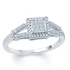 Thumbnail Image 1 of 1/4 CT. T.W. Princess-Cut Diamond Square Cluster Frame Promise Ring in 10K White Gold