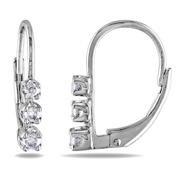 1/4 CT. T.W. Diamond Three Stone Drop Earrings in Sterling Silver