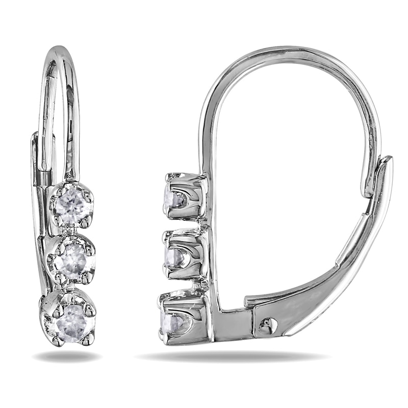 1/4 CT. T.W. Diamond Three Stone Drop Earrings in Sterling Silver | Zales