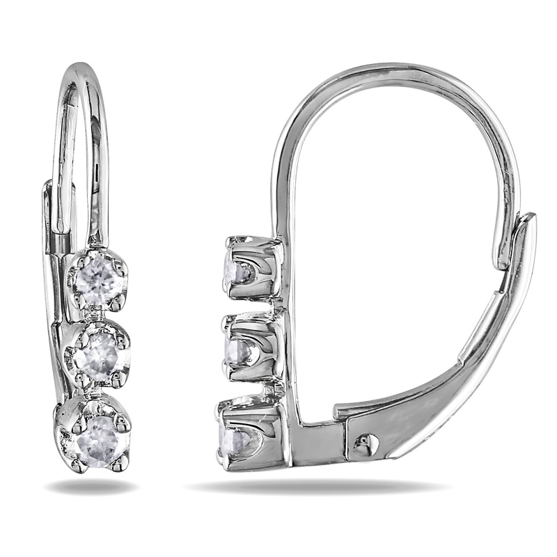Main Image 1 of 1/4 CT. T.W. Diamond Three Stone Drop Earrings in Sterling Silver