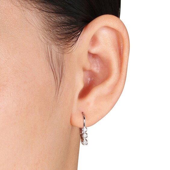 1/4 CT. T.w. Diamond Three Stone Drop Earrings in Sterling Silver