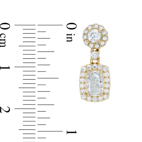 AVA Nadri Rectangular Cubic Zirconia and Crystal Frame Drop Earrings in Brass with 18K Gold Plate