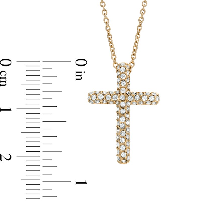 Main Image 2 of AVA Nadri Crystal Cross Pendant in Brass with 18K Gold Plate