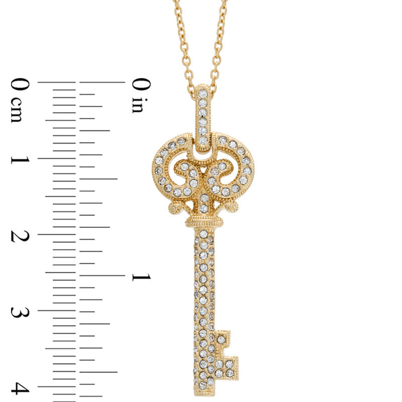 AVA Nadri Crystal Swirl Key Pendant in Brass with 18K Gold Plate