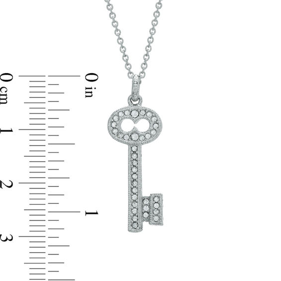 AVA Nadri Crystal Key Pendant in White Rhodium Brass
