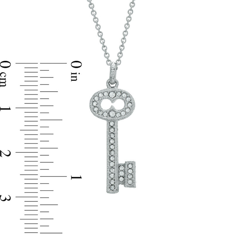 Main Image 2 of AVA Nadri Crystal Key Pendant in White Rhodium Brass