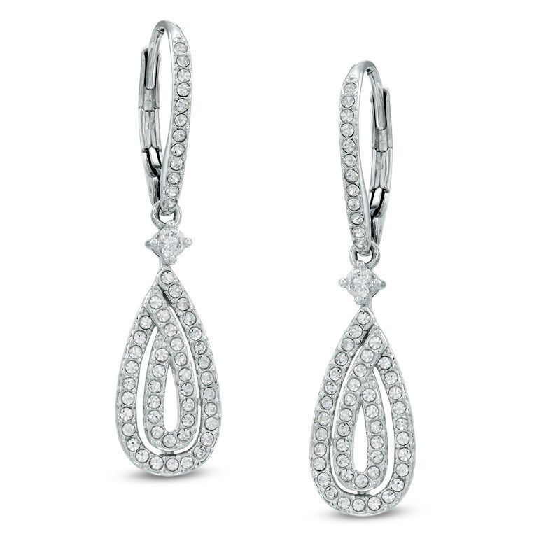 Main Image 1 of AVA Nadri Crystal Teardrop Earrings in White Rhodium Brass
