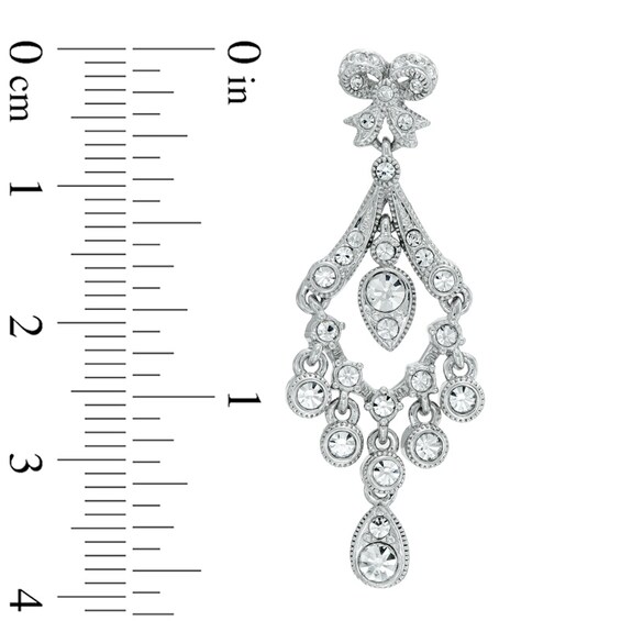 AVA Nadri Cubic Zirconia and Crystal Chandelier Drop Earrings in White Rhodium Brass