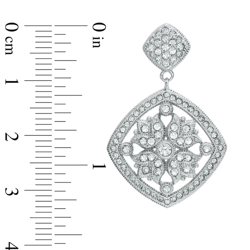 Main Image 2 of AVA Nadri Cubic Zirconia  and Crystal Vintage-Style Floral Drop Earrings in White Rhodium Brass