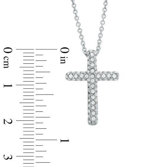 AVA Nadri Crystal Cross Pendant in White Rhodium Brass