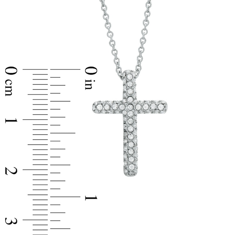 AVA Nadri Crystal Cross Pendant in White Rhodium Brass