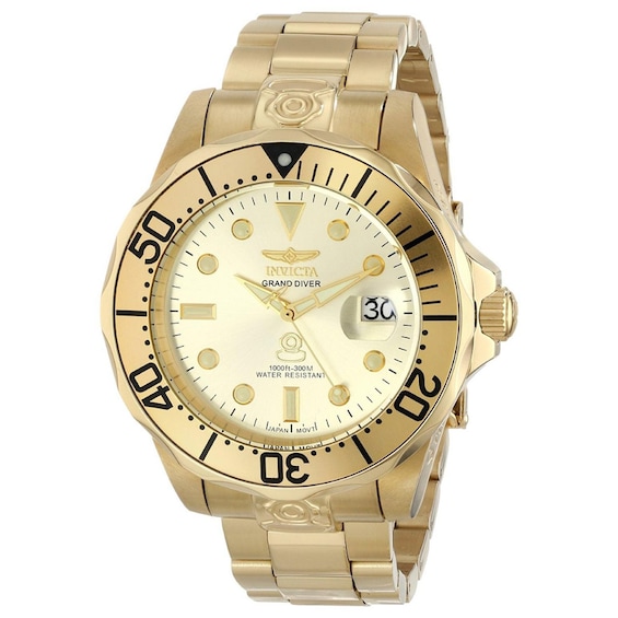 Men's Invicta Pro Diver Automatic Gold-Tone Watch with Champagne Dial (Model: 3051)