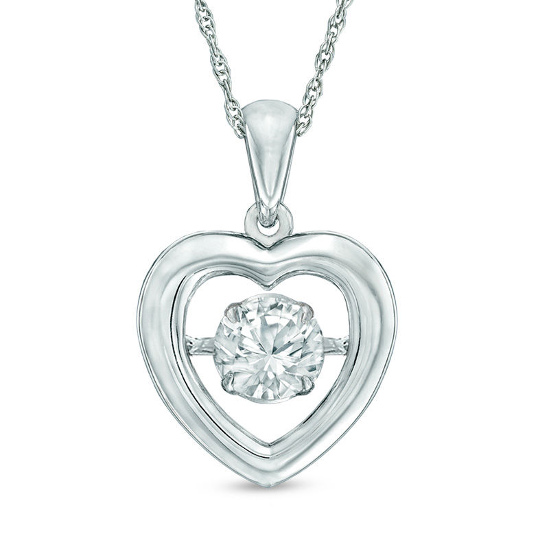 Main Image 1 of 5.5mm Lab-Created White Sapphire Heart Pendant in Sterling Silver