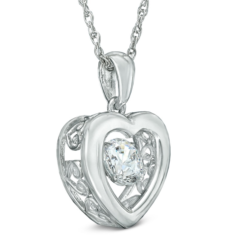 5.5mm Lab-Created White Sapphire Heart Pendant in Sterling Silver