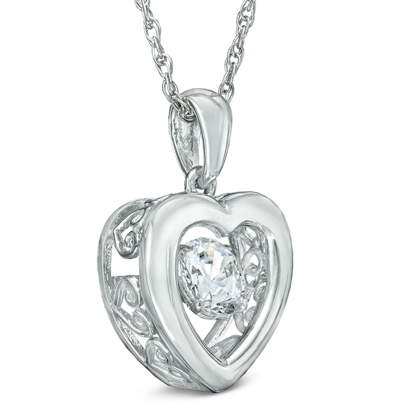 Main Image 2 of 5.5mm Lab-Created White Sapphire Heart Pendant in Sterling Silver