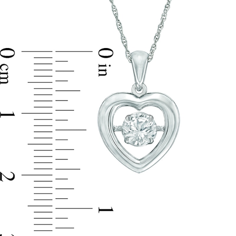 Main Image 3 of 5.5mm Lab-Created White Sapphire Heart Pendant in Sterling Silver