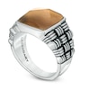 Thumbnail Image 1 of Legendary™ Men's Cushion-Cut Tiger's Eye Doublet Intrecciato Ring in Sterling Silver