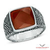 Thumbnail Image 0 of Legendary™ Men's Cushion-Cut Red Agate and Smoky Quartz Doublet Rawhide Ring in Sterling Silver