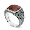 Thumbnail Image 1 of Legendary™ Men's Cushion-Cut Red Agate and Smoky Quartz Doublet Rawhide Ring in Sterling Silver