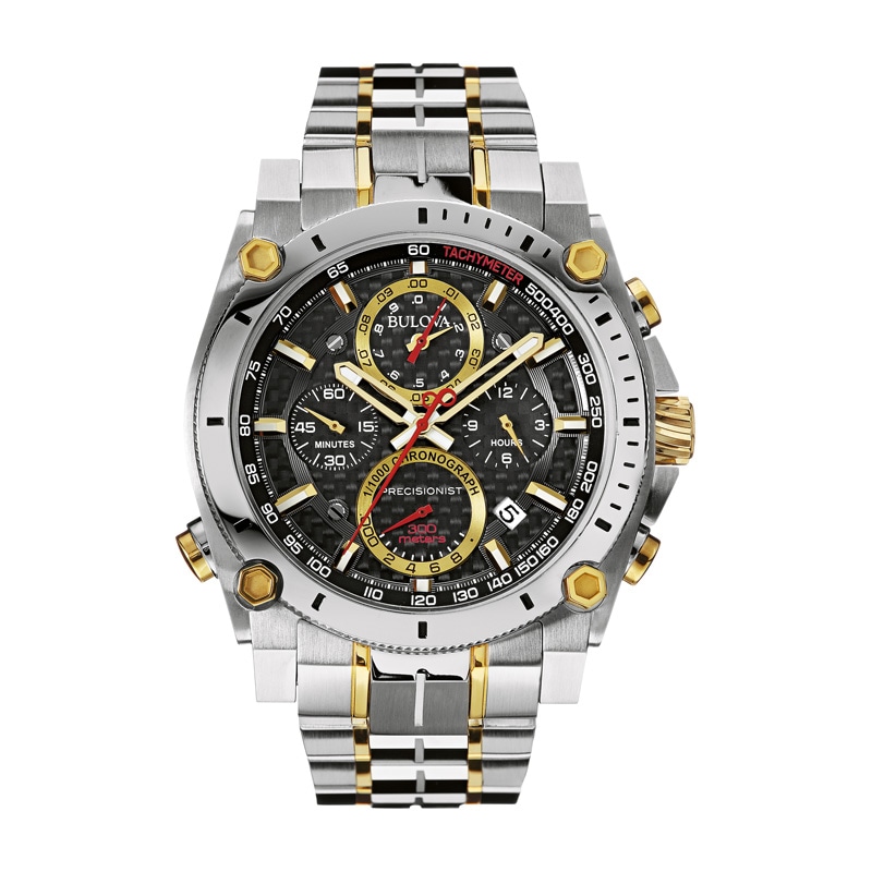 Main Image 1 of Men's Bulova Precisionist Two-Tone Chronograph Watch with Black Dial (Model: 98B228)
