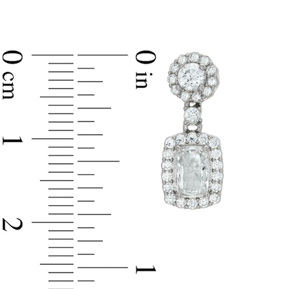 AVA Nadri Rectangular Cubic Zirconia and Crystal Frame Drop Earrings in White Rhodium Brass