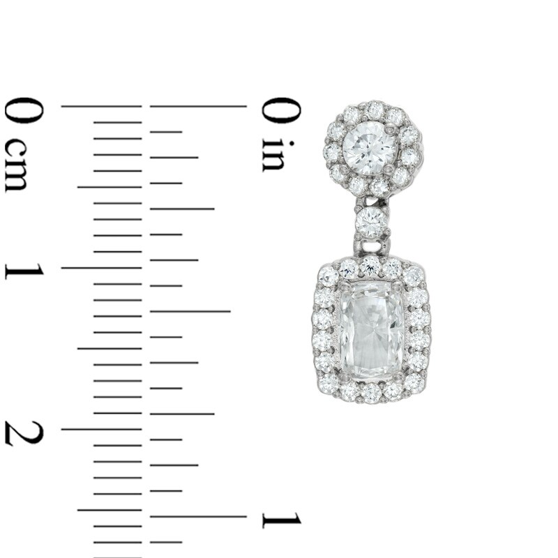 Main Image 2 of AVA Nadri Rectangular Cubic Zirconia and Crystal Frame Drop Earrings in White Rhodium Brass