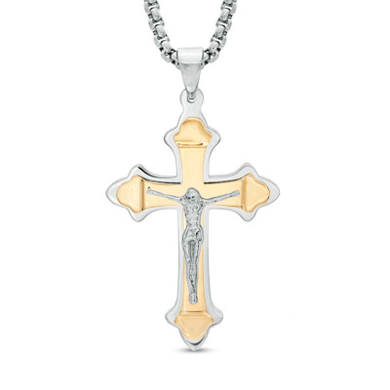 Men S Shaquille O Neal Crucifix Pendant In Two Tone Stainless Steel Men S Shaquille O Neal Crucifix Pendant In Two Tone Stainless Steel 24
