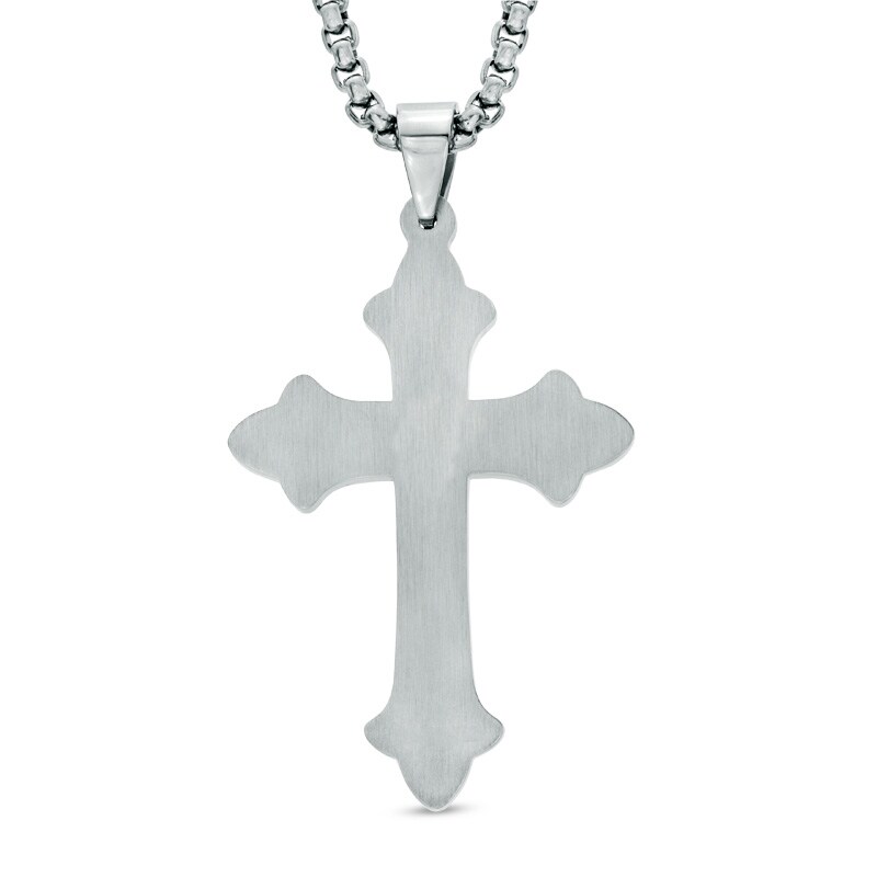 Main Image 2 of Men's Crucifix Pendant in Two-Tone Stainless Steel - 24&quot;