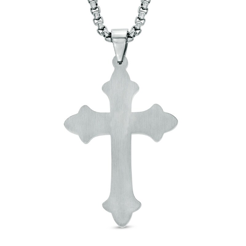 Men's Crucifix Pendant in Two-Tone Stainless Steel - 24"